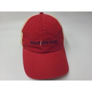 Red Brand Mesh Trucker Strapback Adjustable Hat Cap Casual Men Women Red Beige